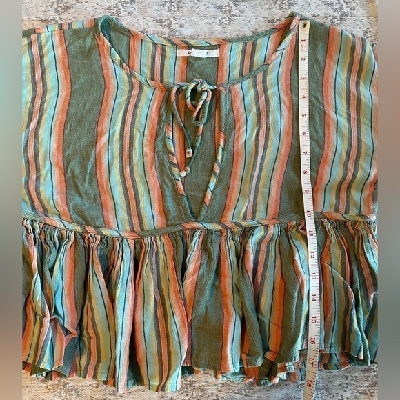 O'Neill Boho Striped Rosie Crop Top Long Sleeve Elastic Band Tie Front Medium - Picture 11 of 11